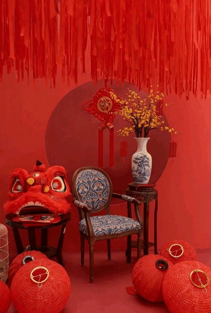 trang trí tết mầm non đèn lồng