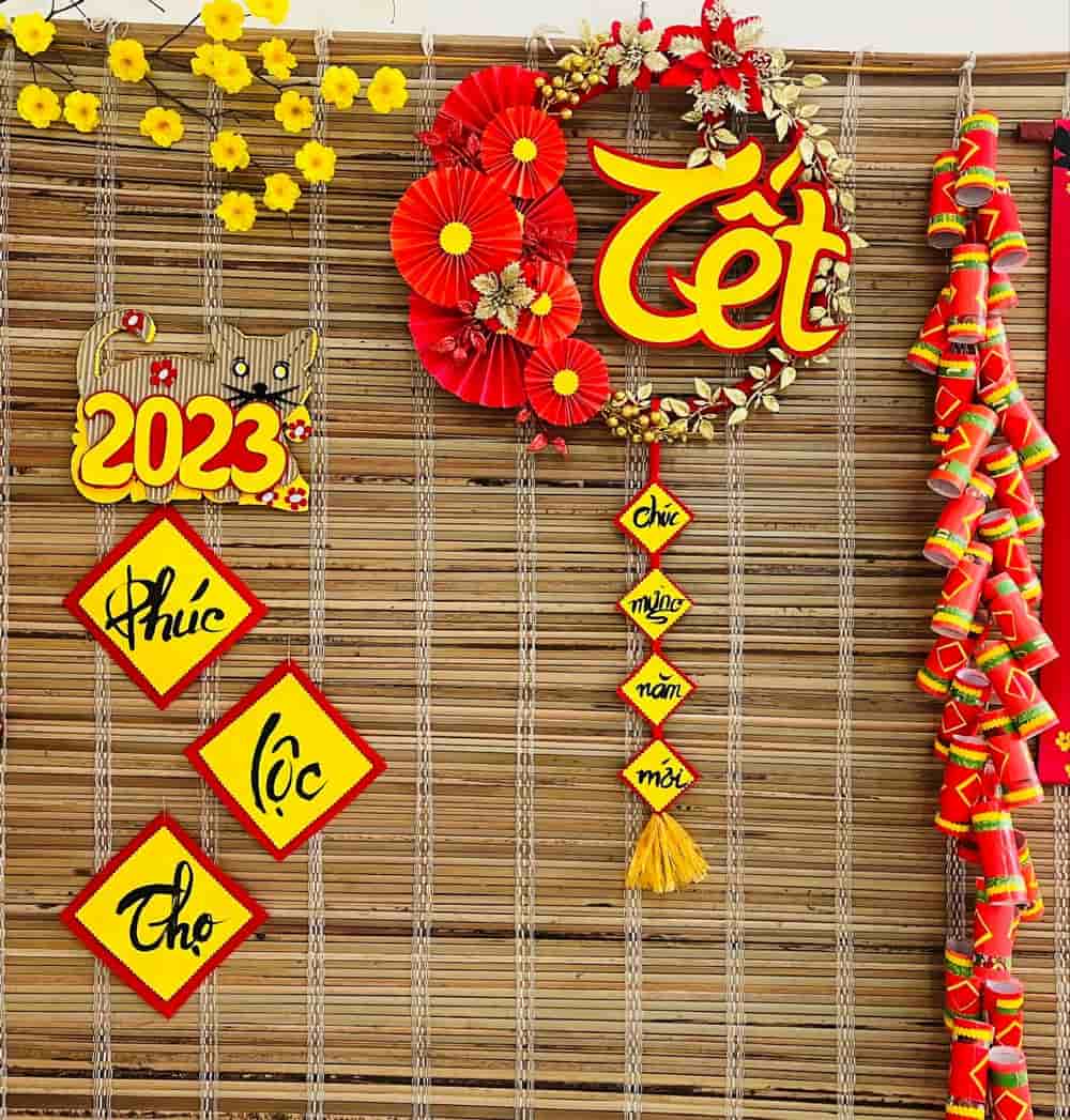 trang trí tết trường mầm