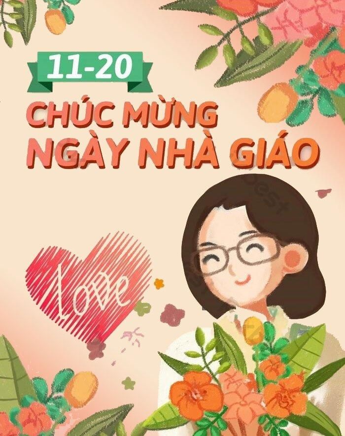 trang trí thiệp 20_11 cô và hoa