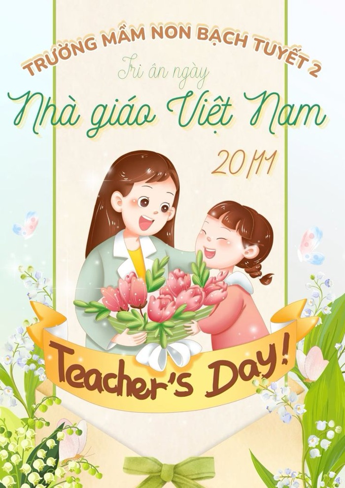 trang trí thiệp 20_11 cô và trò