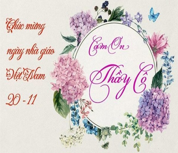 trang trí thiệp 20_11 hoa vòng quanh chữ