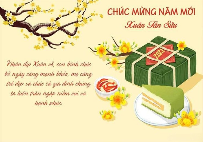 trang trí thiệp tết bánh trưng