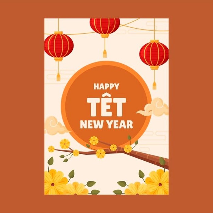 trang trí thiệp tết đễ thương