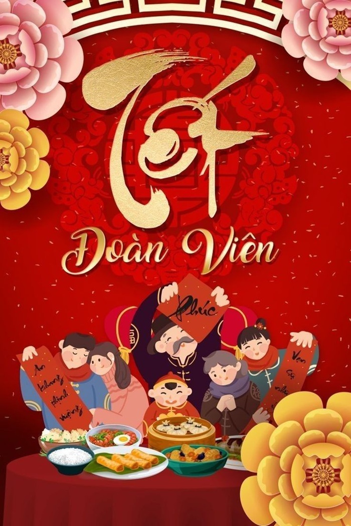 trang trí thiệp tết đoàn viên