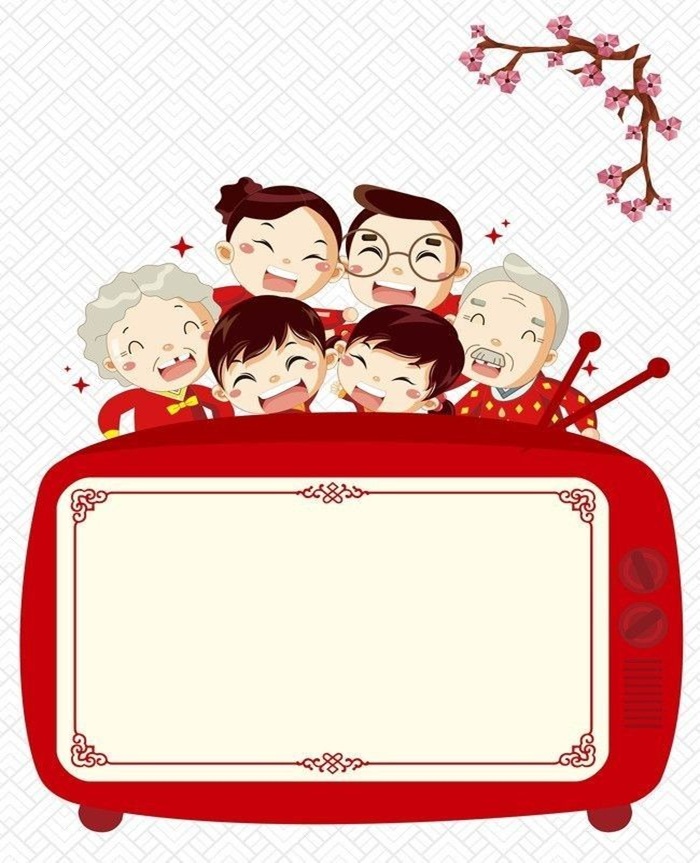 trang trí thiệp tết gia đình cạnh tivi