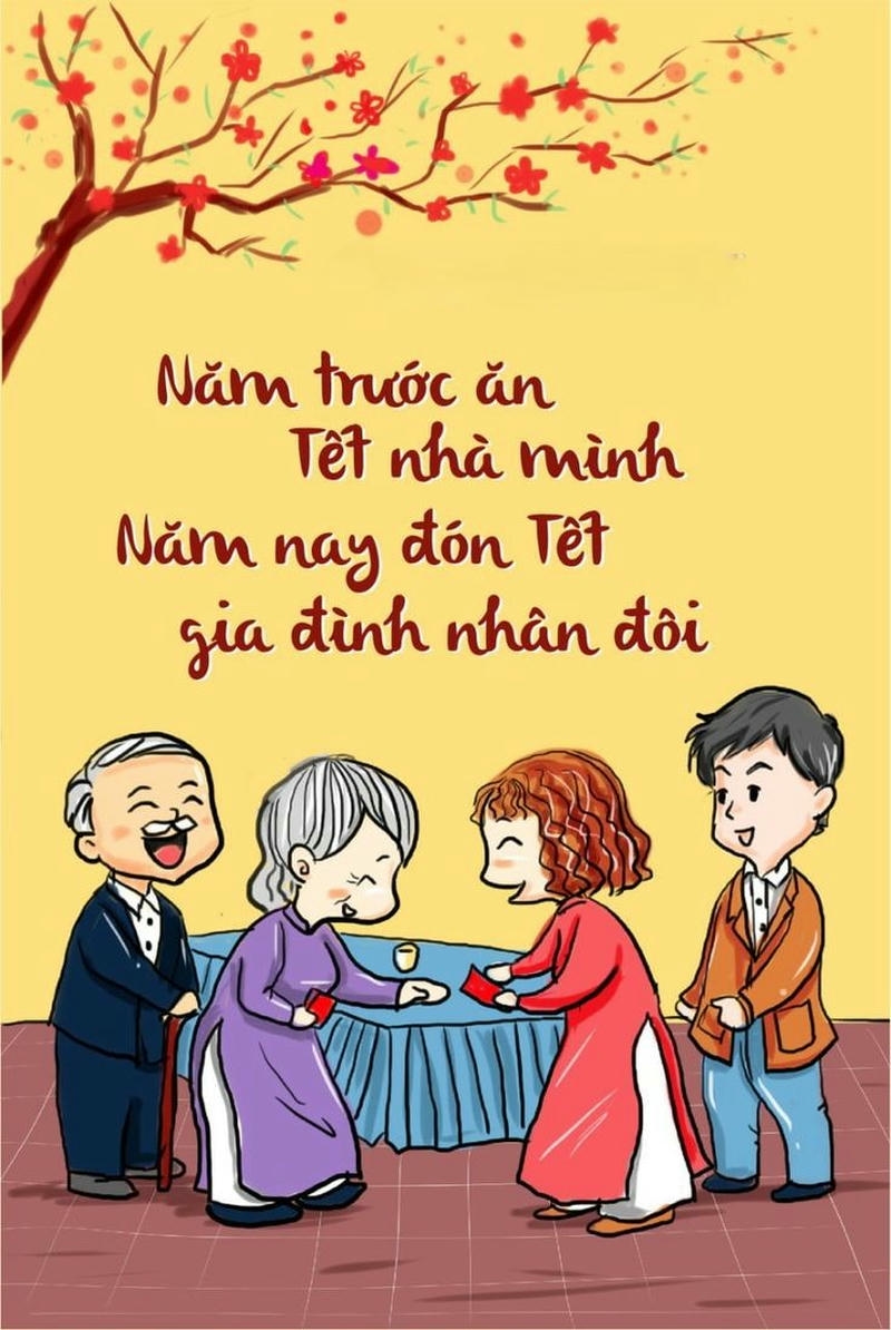 trang trí thiệp tết gia đình