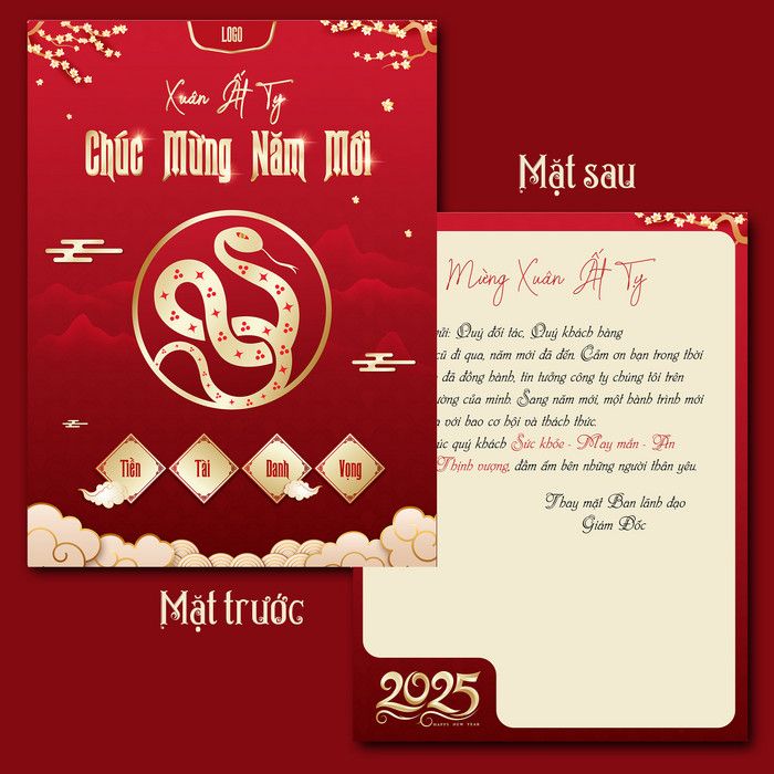 trang trí thiệp tết hai mặt