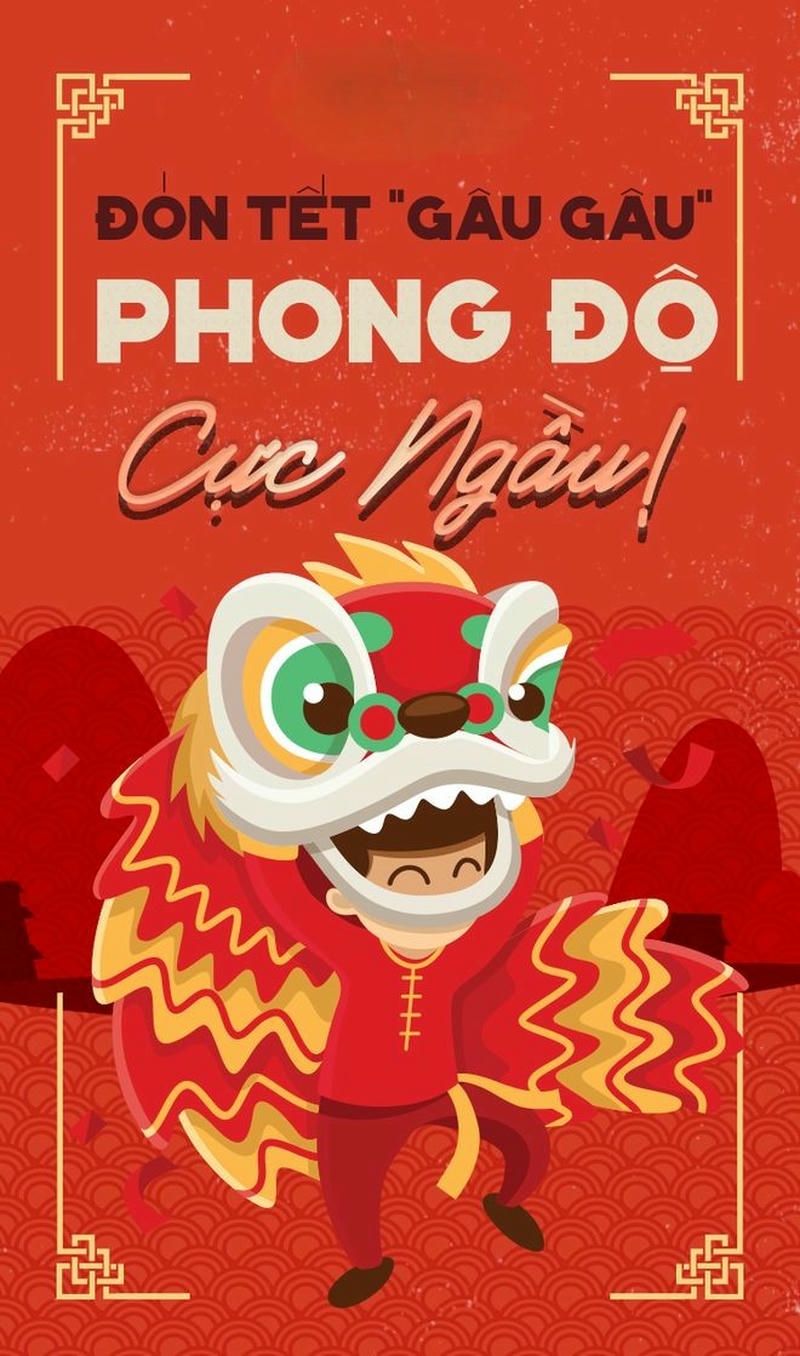 trang trí thiệp tết kỳ lân