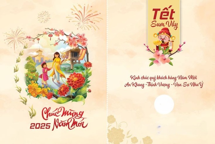 trang trí thiệp tết sum vầy đẹp