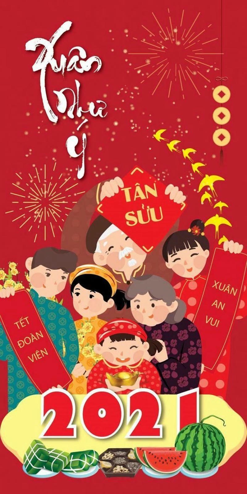 trang trí thiệp tết sum vầy