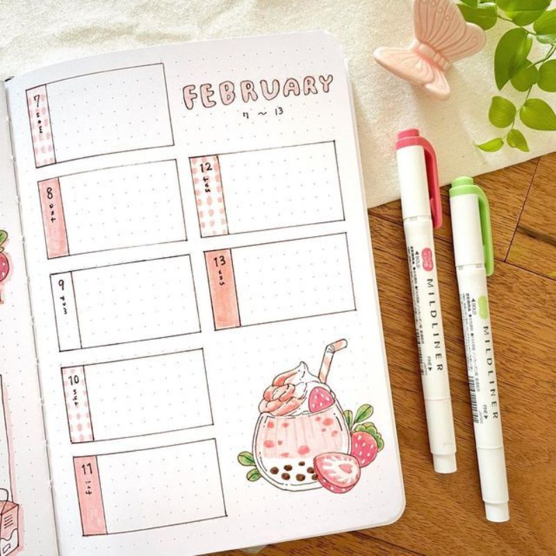 trang trí thời khóa biểu cho người thích trà sữa