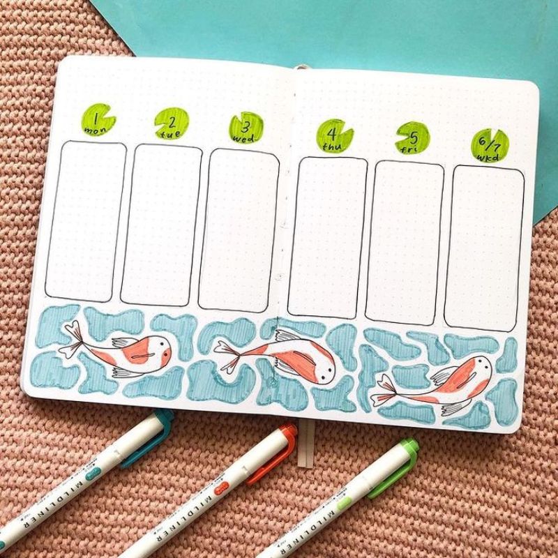trang trí thời khóa biểu kiểu biển cả