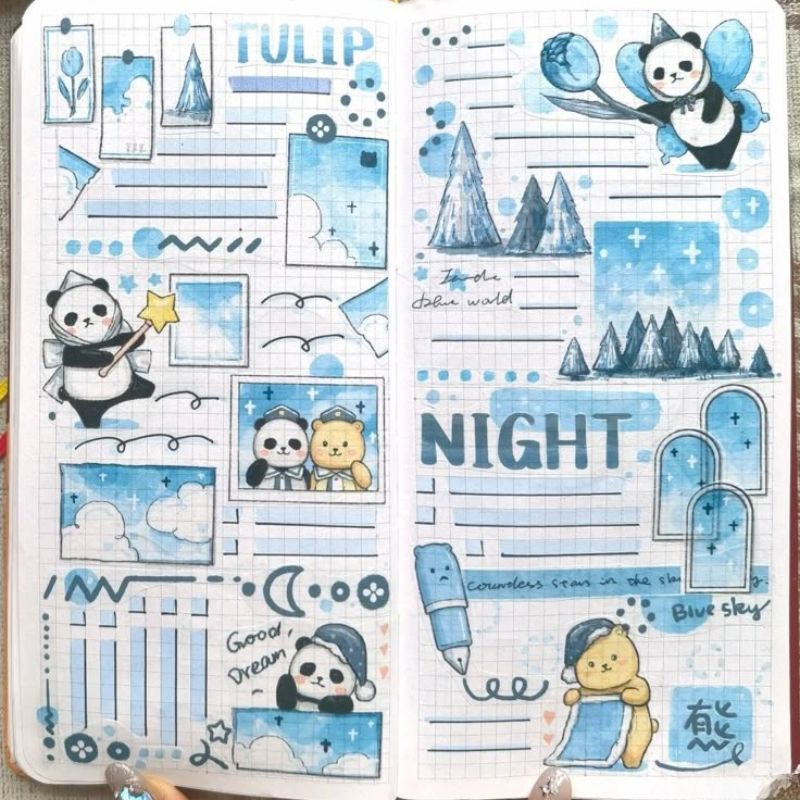 trang trí vở gấu trúc