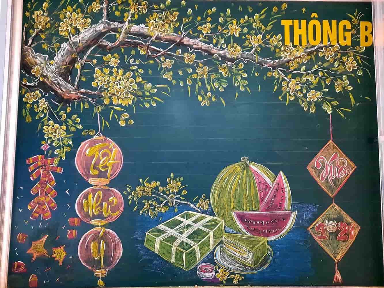 vẽ bảng tết mầm non