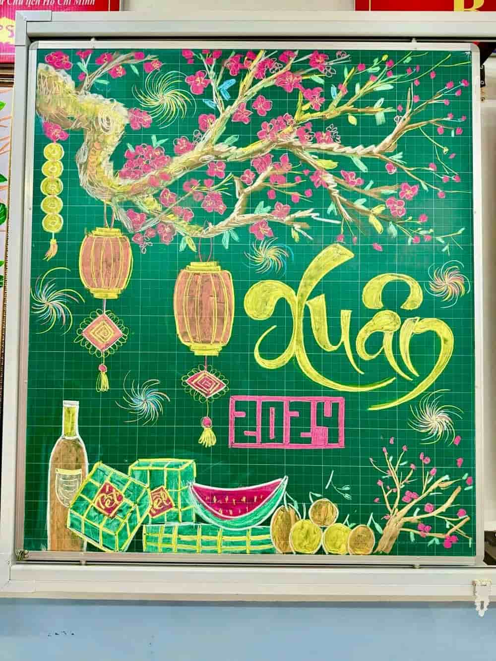 vẽ bảng tết trung học