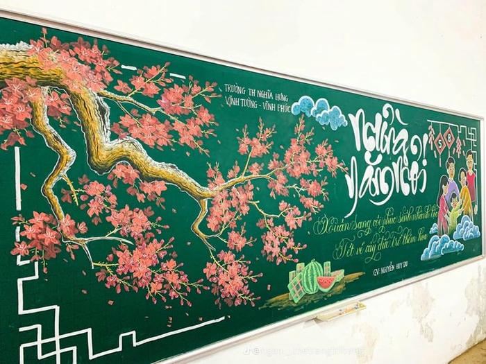 vẽ bảng trang trí tết bảng dài