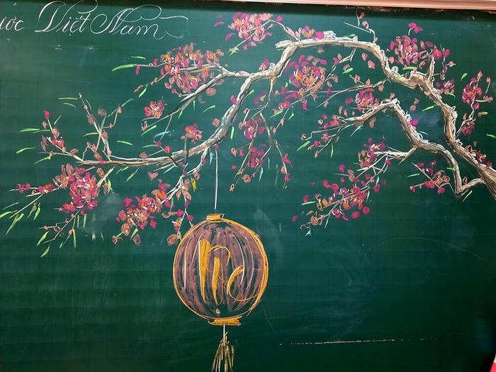 vẽ bảng trang trí tết đèn lồng cheo