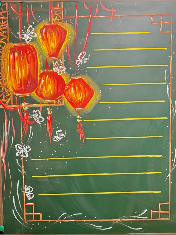 vẽ bảng trang trí tết đèn nồng