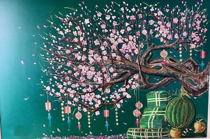 vẽ bảng trang trí tết hoa đào