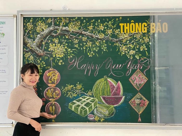 vẽ bảng trang trí tết thông báo tết