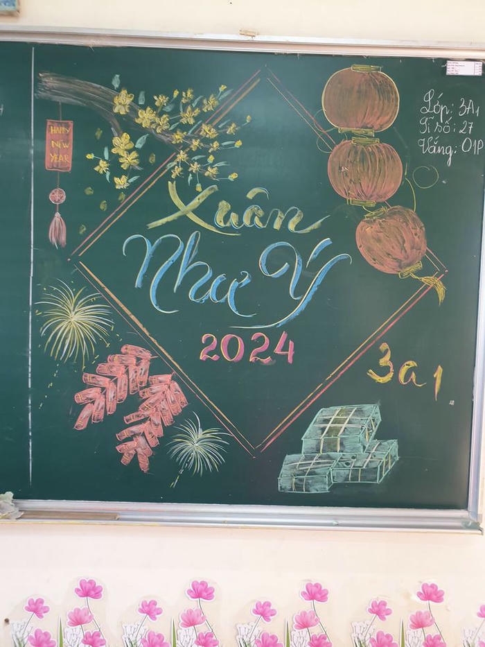 vẽ bảng trang trí tết xuân như
