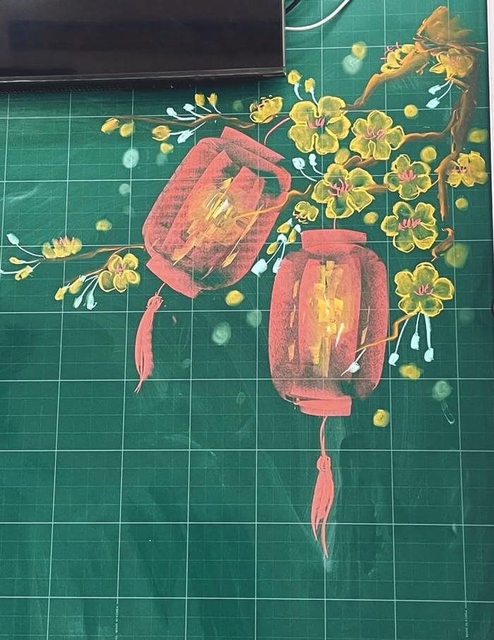 vẽ bảng trang trí tết