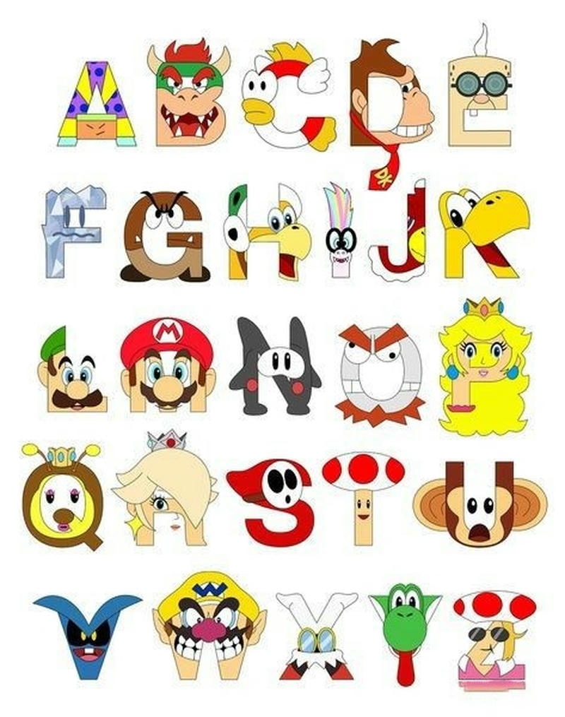 vẽ chữ trang trí kiểu mario