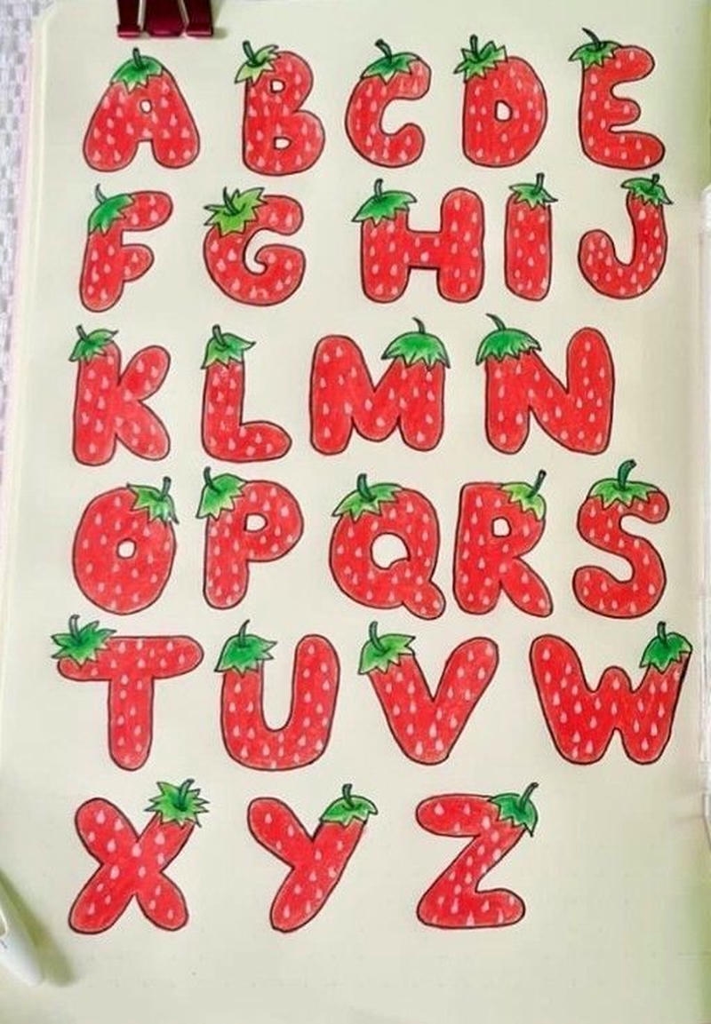 vẽ chữ trang trí kiểu quả dâu