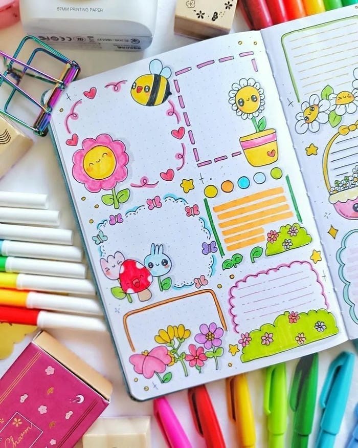 vẽ trang trí sổ tay đơn giản đáng yêu nhất