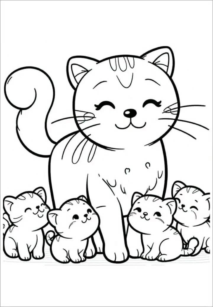 Dễ tô màu con mèo