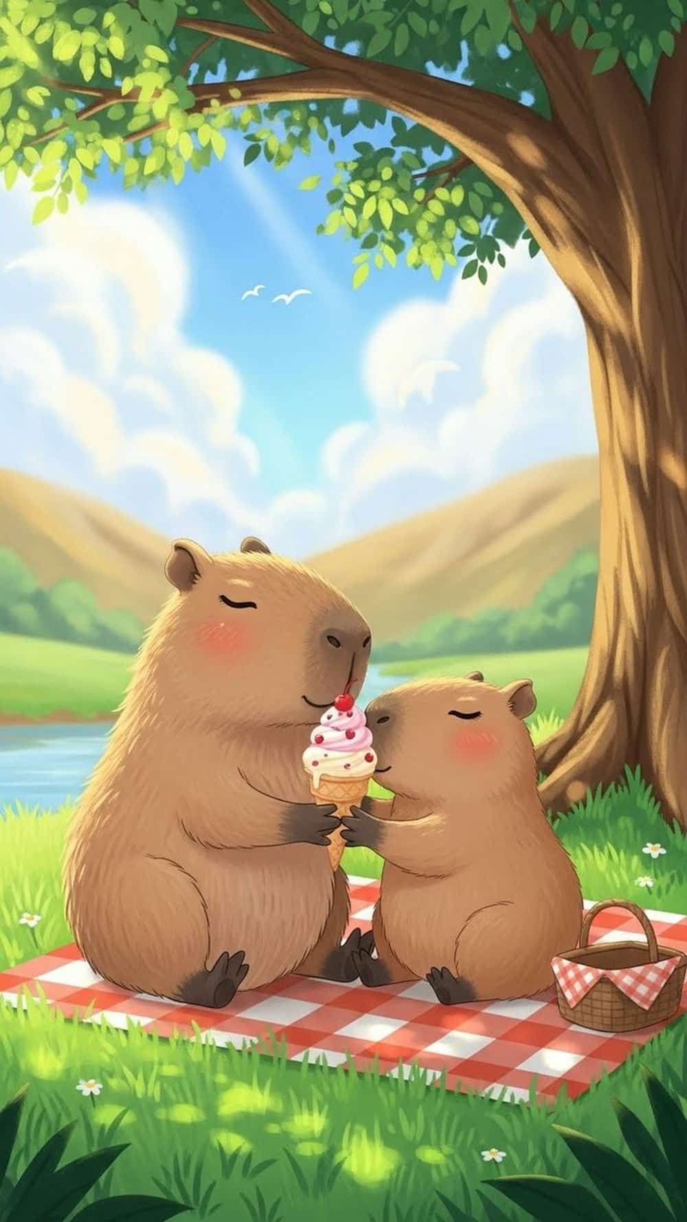 Vẽ tranh capybara dễ thương
