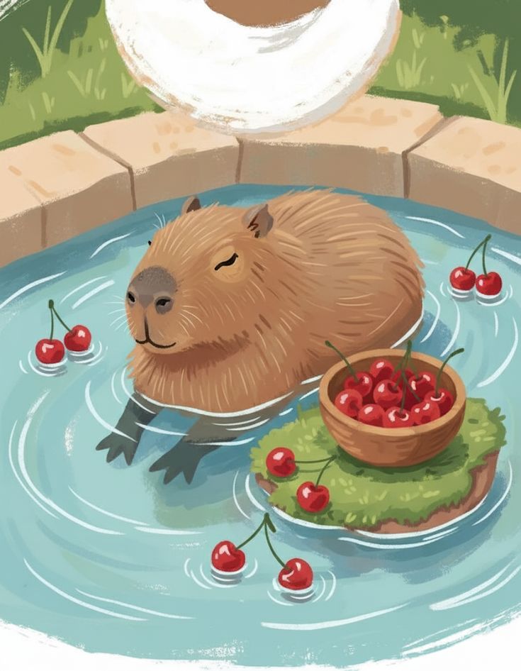 Vẽ tranh capybara thân thiện