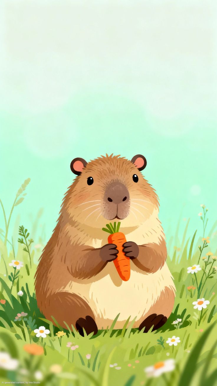 Vẽ tranh capybara vui vẻ