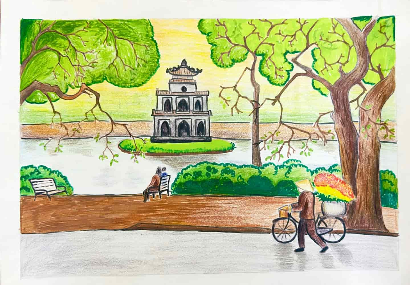 Vẽ tranh hồ gươm thơ