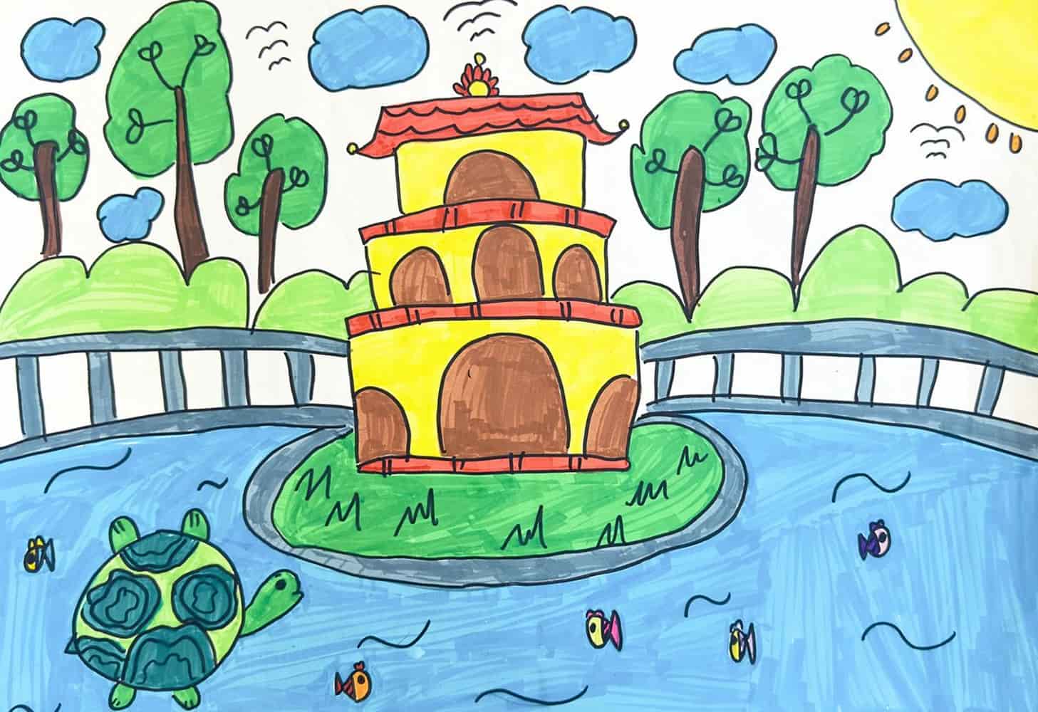 Vẽ tranh hồ gươm tĩnh