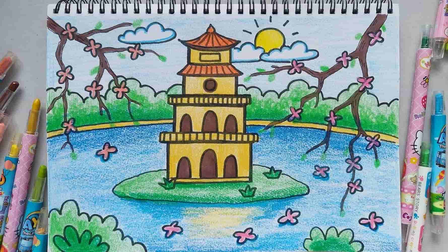 Vẽ tranh hồ gươm xanh