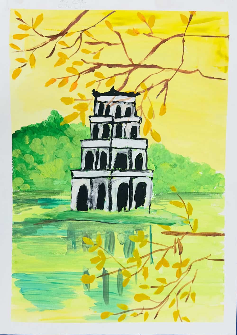 Vẽ tranh hồ gươm xưa