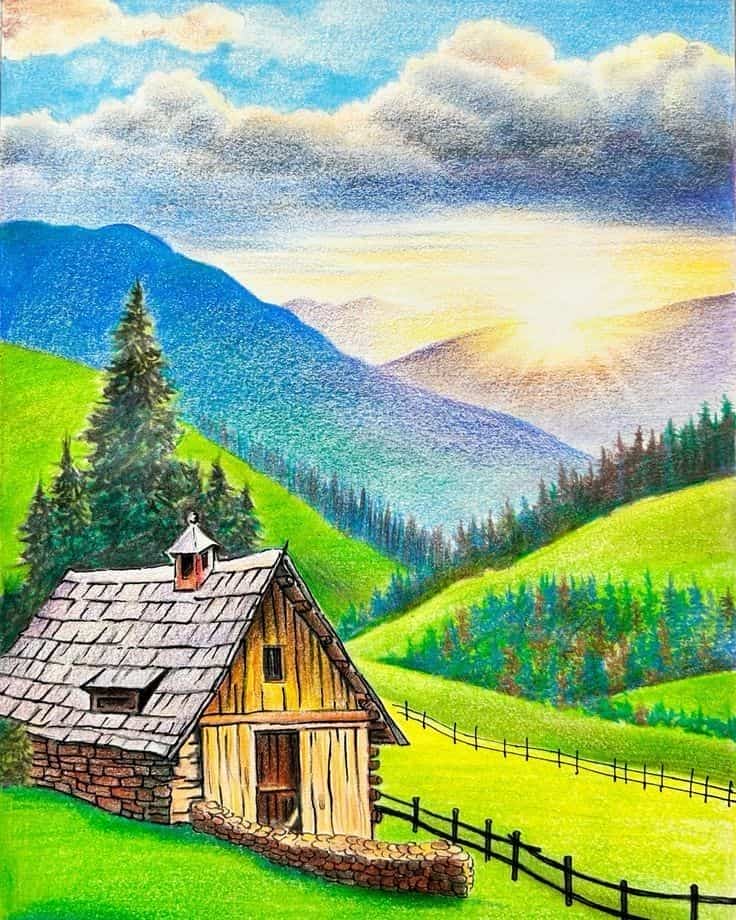 Vẽ tranh thiên nhiên xanh