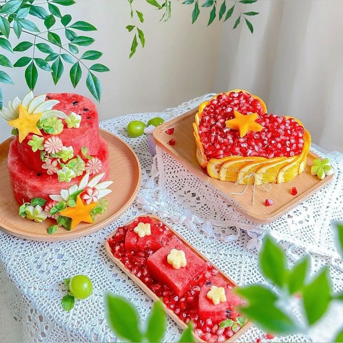 ảnh trang trí dĩa trái cây bàn tiệc đẹp mắt