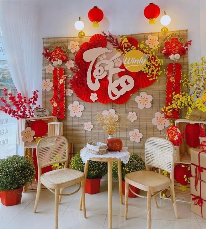 ảnh trang trí mành tết trong nhà
