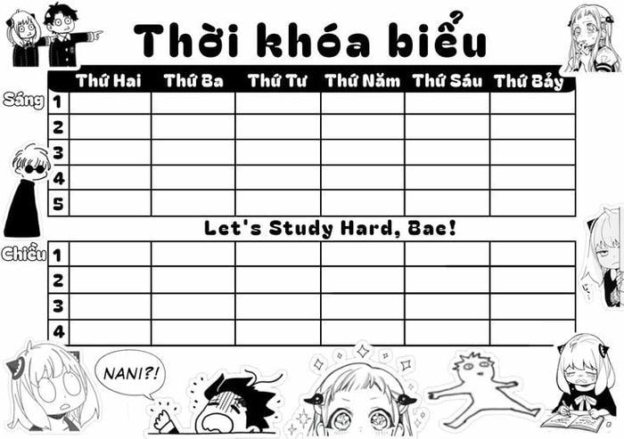 ảnh trang trí thời khóa biểu cấp 2 cực đáng yêu