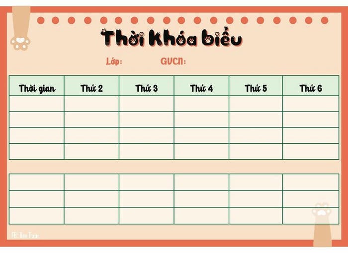 ảnh trang trí thời khóa biểu cấp 2 siêu xinh