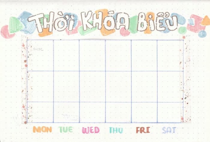 ảnh trang trí thời khóa biểu cấp 2 xinh