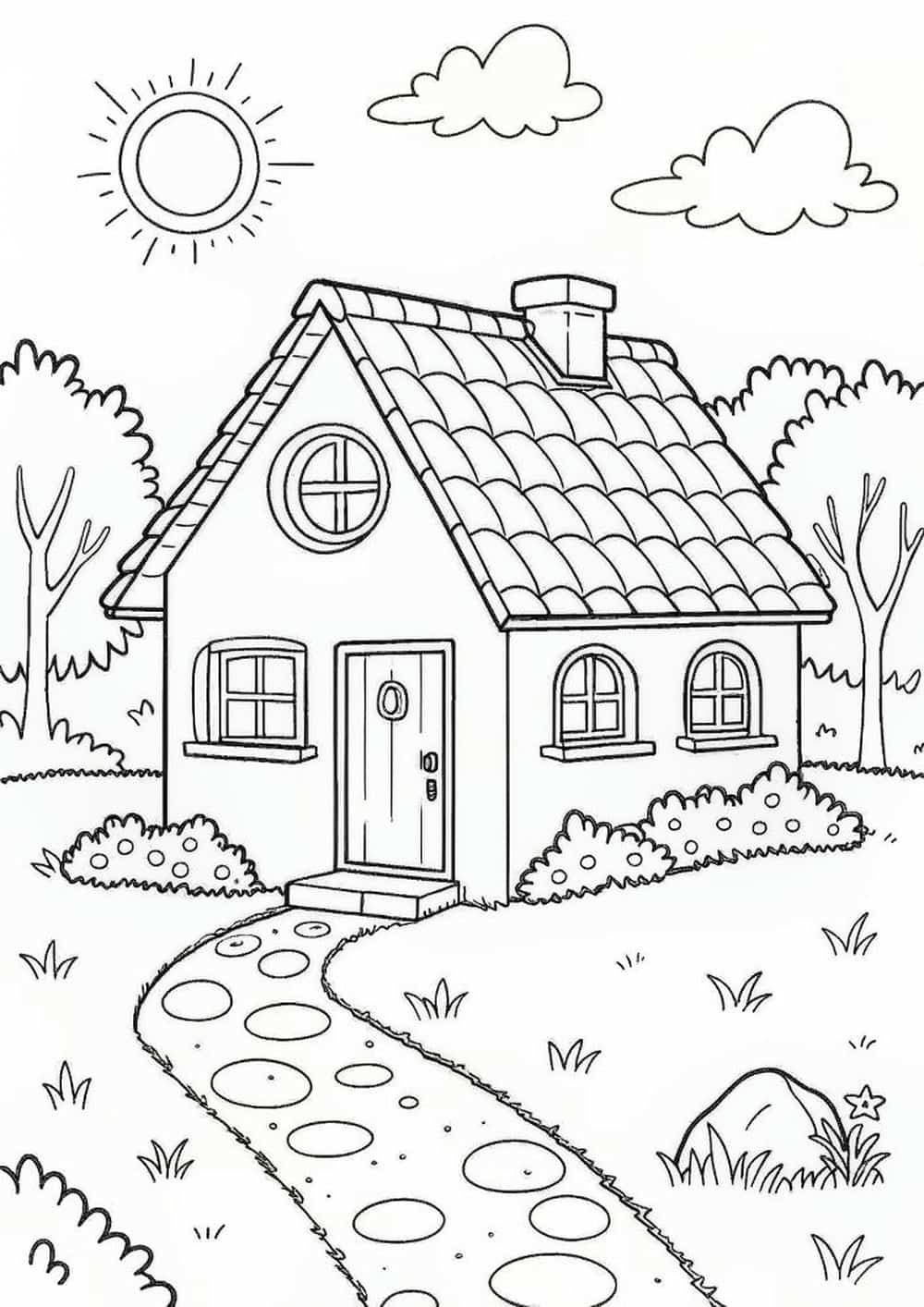 nhà ngôi tranh tô màu