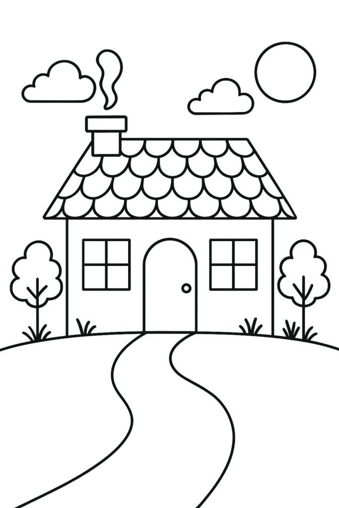 tô màu tranh ngôi nhà