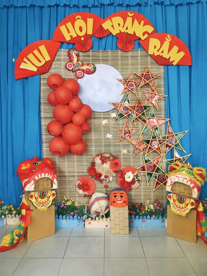 trang trí tết trung thu cho trường học cute xinh