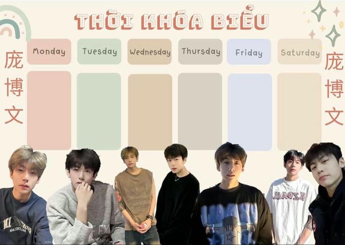 trang trí thời khóa biểu cấp 2 idol