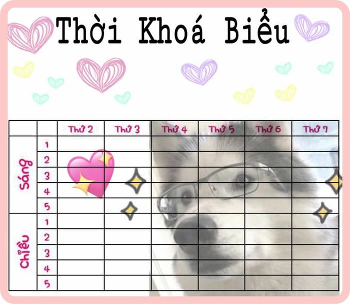 trang trí thời khóa biểu cấp 2 xinh