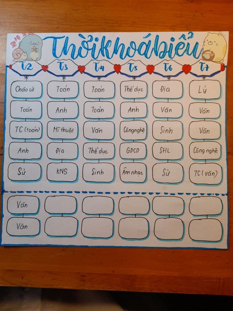 trang trí thời khóa lớp