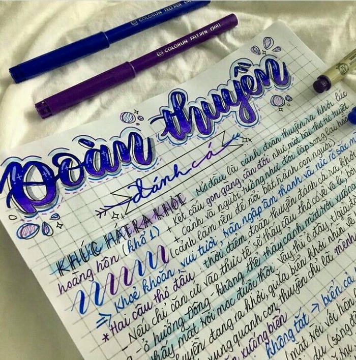 trang trí vở văn cực cute